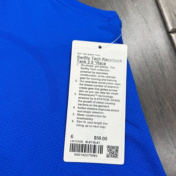 Lululemon NWT Swiftly Tech Racerback Tank Top 2.0 *Race Length Blazer Blue Tone - Picture 6 of 8